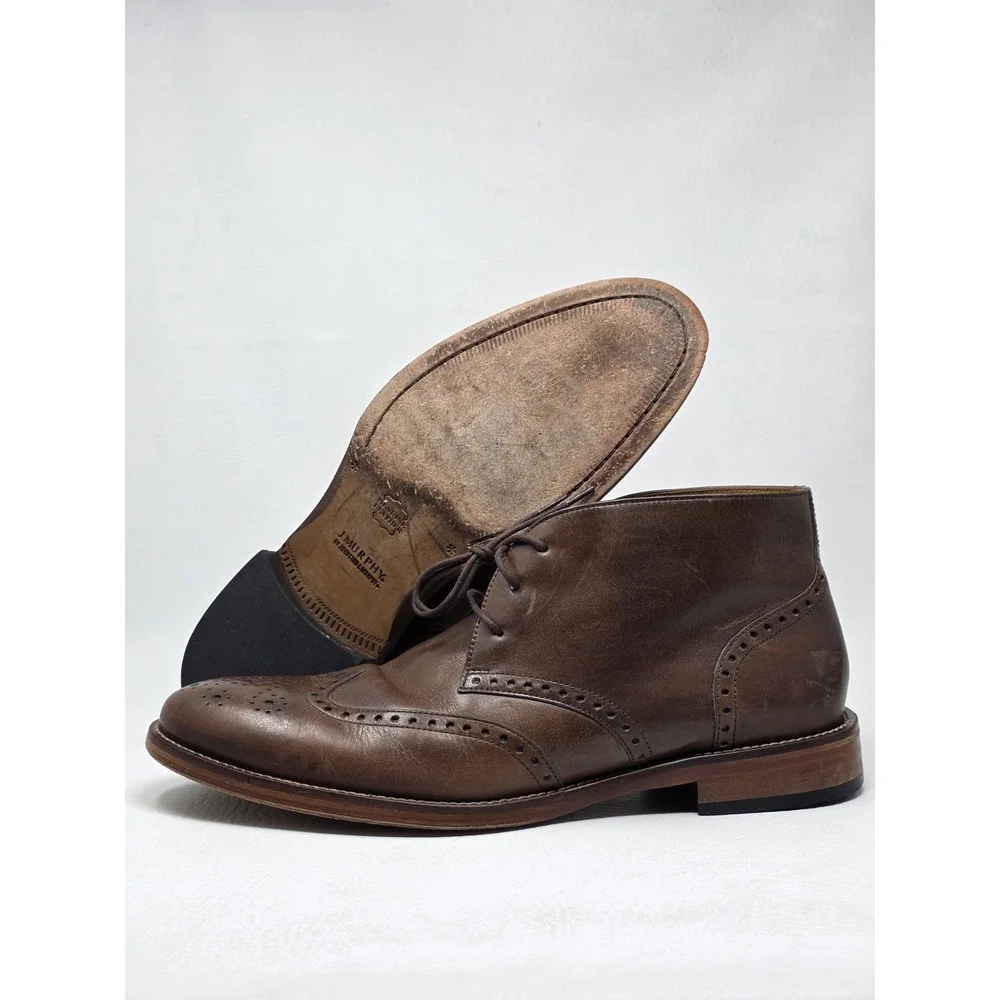 Johnston & Murphy Men's Brown Leather Wingtip Chukka Ankle Boots Size 10.5 M